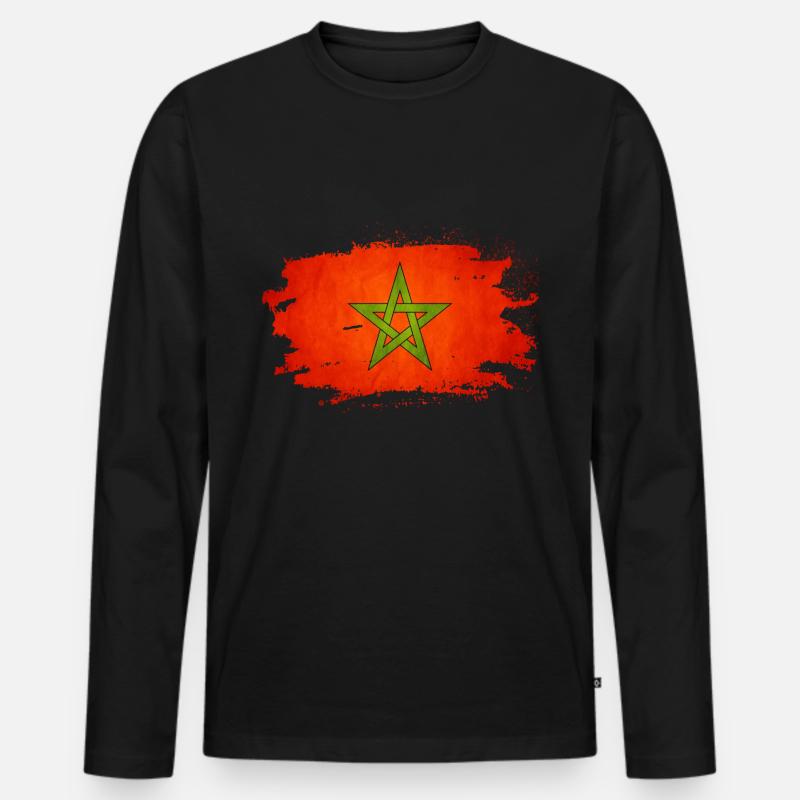 Marokko - Männer Premium Bio Langarmshirt - Schwarz