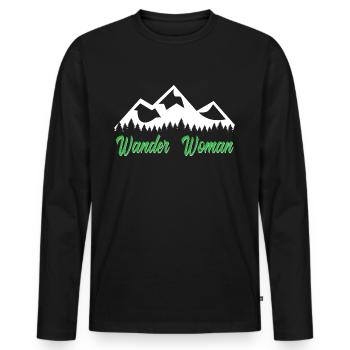 Wander Woman Spruch Berge Natur Hobby Wandern - Männer Premium Bio Langarmshirt - Schwarz - Vorne - Nico (187cm)