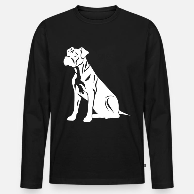Boxer Hund Silhouette - Männer Premium Bio Langarmshirt - Schwarz