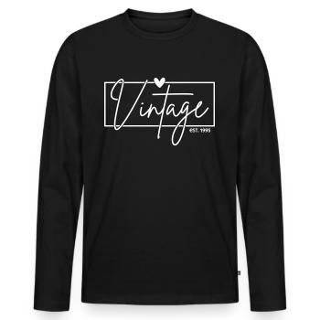 Vintage Est. 1995 (couleur changeante) 30e anniversaire - T-shirt manches longues Premium bio Homme - noir - Devant - Nico (187cm)