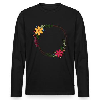 Couronne de fleurs de cercle pour vous concevoir - T-shirt manches longues Premium bio Homme - noir - Devant - Nico (187cm)