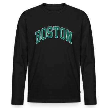 Boston - T-shirt manches longues Premium bio Homme - noir - Devant - Nico (187cm)