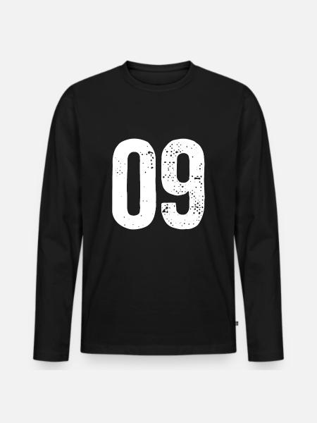 09 Numbers White - Men's Premium Organic Long Sleeve Shirt - black