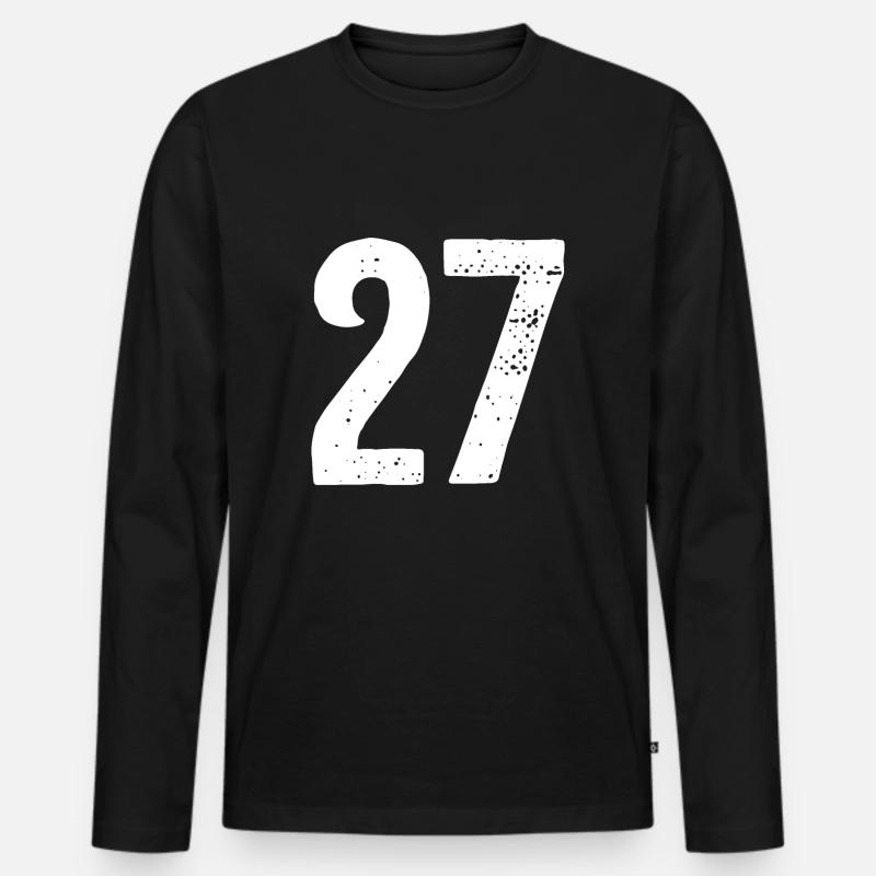 27 Zahlen Weiß - Männer Premium Bio Langarmshirt - Schwarz