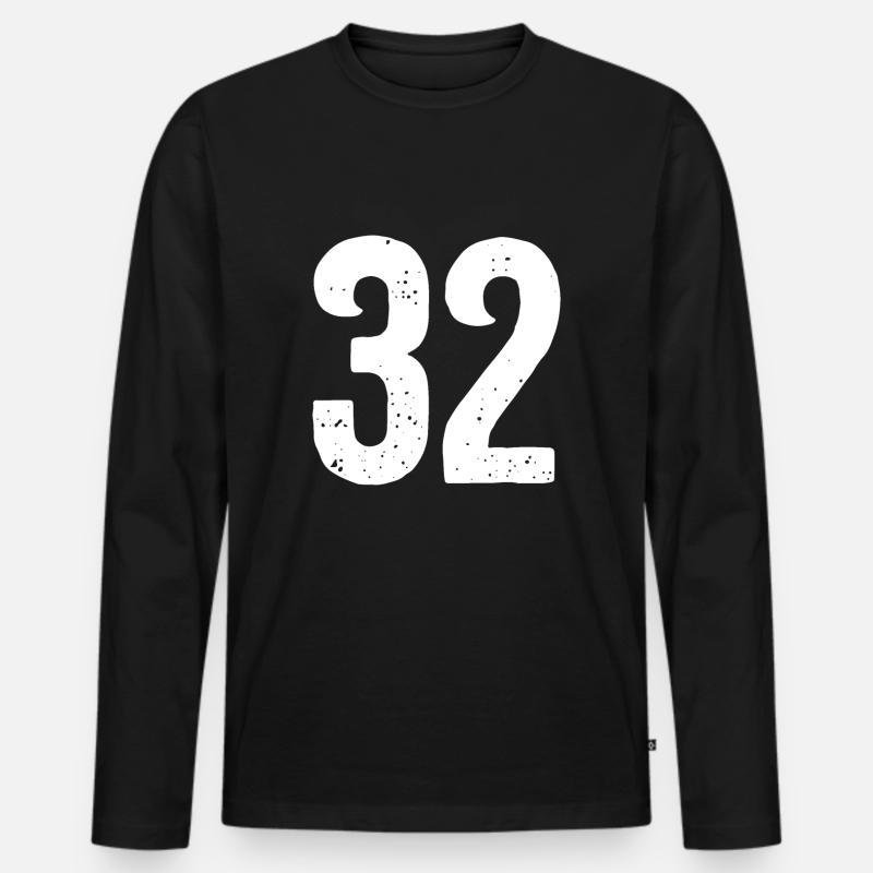 32 Zahlen Weiß - Männer Premium Bio Langarmshirt - Schwarz