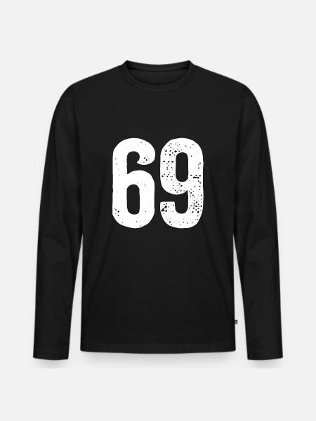 69 Numbers White - Men's Premium Organic Long Sleeve Shirt - black