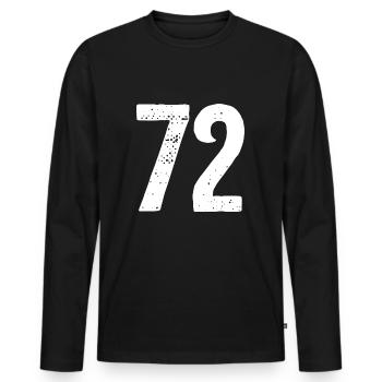 72 Zahlen Weiß - Männer Premium Bio Langarmshirt - Schwarz - Vorne - Nico (187cm)