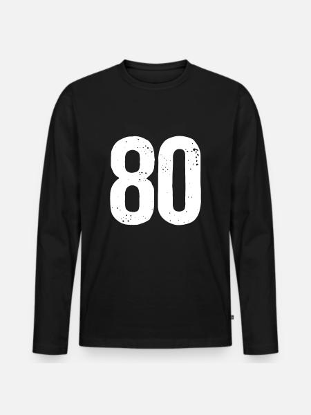 80 Numbers White - Men's Premium Organic Long Sleeve Shirt - black