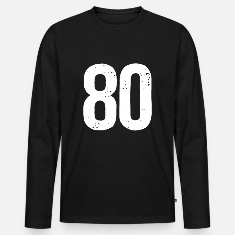 80 Zahlen Weiß - Männer Premium Bio Langarmshirt - Schwarz