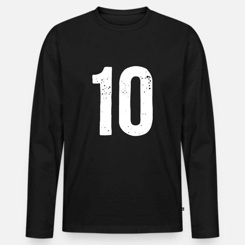 10 Zahlen Weiß - Männer Premium Bio Langarmshirt - Schwarz