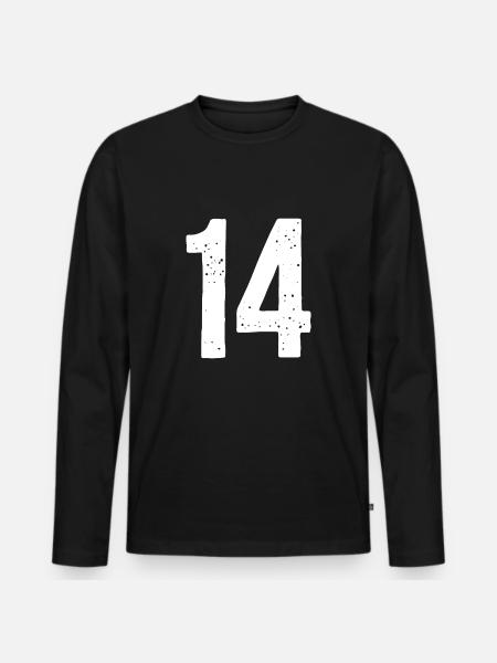 14 Numbers White - Men's Premium Organic Long Sleeve Shirt - black