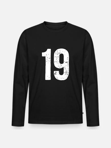 19 Numbers White - Men's Premium Organic Long Sleeve Shirt - black