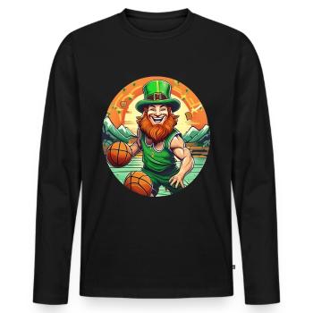 St. Patrick's Day Kleeblatt Basketball - Männer Premium Bio Langarmshirt - Schwarz - Vorne - Nico (187cm)