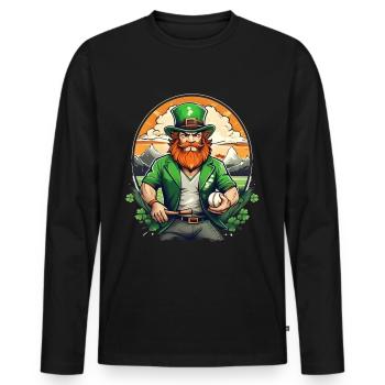 St. Patrick's Day Shamrock Baseball - Men's Premium Organic Long Sleeve Shirt - black - Front - Nico (187cm)