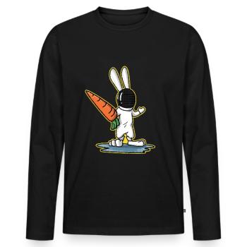 J'adore escrime lapin cadeau de carotte de Pâques - T-shirt manches longues Premium bio Homme - noir - Devant - Nico (187cm)