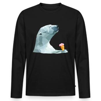 Ours polaire avec crème glacée. - T-shirt manches longues Premium bio Homme - noir - Devant - Nico (187cm)