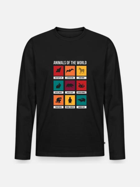 Dyr af verden Sjovt navn til dyr - Premium økologisk langærmet T-shirt til mænd - sort