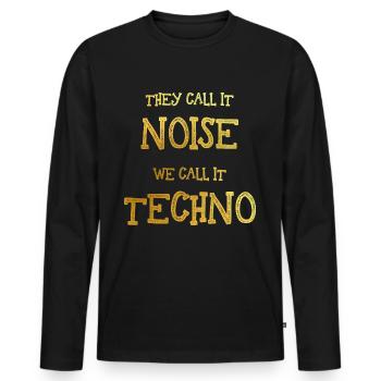 Techno Music Minimal Electro Lustig Geschenk - Männer Premium Bio Langarmshirt - Schwarz - Vorne - Nico (187cm)