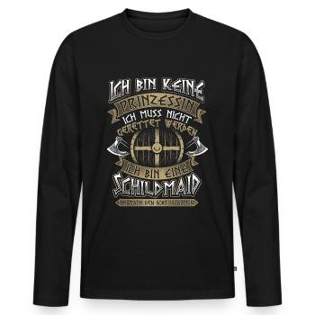 Schildmaid Keine Prinzessin Wikinger Geschenk - Männer Premium Bio Langarmshirt - Schwarz - Vorne - Nico (187cm)