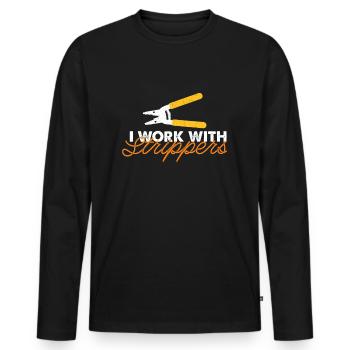 I work with Stripper Electrician Gift - Men's Premium Organic Long Sleeve Shirt - black - Front - Nico (187cm)