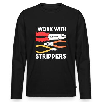 I work with Stripper Electrician Gift - Men's Premium Organic Long Sleeve Shirt - black - Front - Nico (187cm)