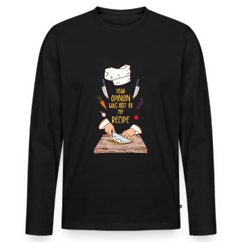 Avis recette chef chef cadeau - T-shirt manches longues Premium bio Homme - noir - Devant - Nico (187cm)