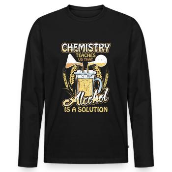 Chimie Chimiste Bière Solution D'alcool Cadeau - T-shirt manches longues Premium bio Homme - noir - Devant - Nico (187cm)