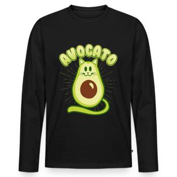 Avocato Avocado Katze Kätzchen Guacamole Geschenk - Männer Premium Bio Langarmshirt - Schwarz - Vorne - Nico (187cm)