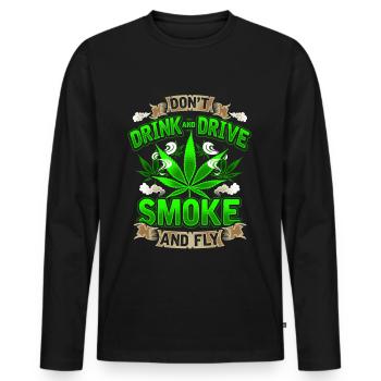 Weed smoke marijuana cannabis hemp gift - Men's Premium Organic Long Sleeve Shirt - black - Front - Nico (187cm)