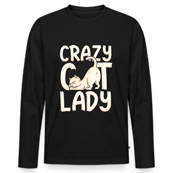 Dame folle chat chaton cadeau maman fille - T-shirt manches longues Premium bio Homme - noir - Devant - Nico (187cm)