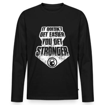 Entraînement de musculation - T-shirt manches longues Premium bio Homme - noir - Devant - Nico (187cm)