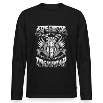 Biker Bikerin Motorrad Motorradfahrer Freiheit - Männer Premium Bio Langarmshirt - Schwarz - Vorne - Nico (187cm)
