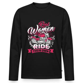 Biker Biker Moto Biker Femme - T-shirt manches longues Premium bio Homme - noir - Devant - Nico (187cm)