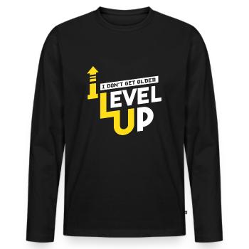Gamer Gaming Videospiel Videogame Level Up - Männer Premium Bio Langarmshirt - Schwarz - Vorne - Nico (187cm)