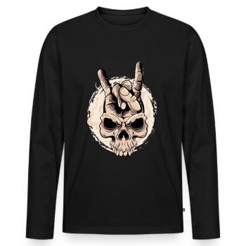 Crâne de doigt de rocker rocker métal lourd - T-shirt manches longues Premium bio Homme - noir - Devant - Nico (187cm)