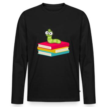 Lire des livres Bookworm Bookworm lecteurs - T-shirt manches longues Premium bio Homme - noir - Devant - Nico (187cm)
