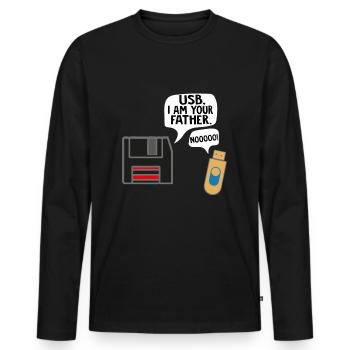 Programmierer Informatiker Nerd Vater Floppy USB - Männer Premium Bio Langarmshirt - Schwarz - Vorne - Nico (187cm)