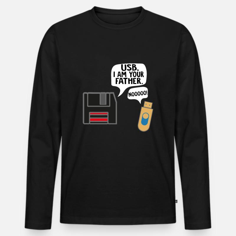 Programmierer Informatiker Nerd Vater Floppy USB - Männer Premium Bio Langarmshirt - Schwarz