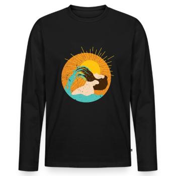 Bart Bart Barbe Barbe Barbe Eau Rétro Hipster - T-shirt manches longues Premium bio Homme - noir - Devant - Nico (187cm)