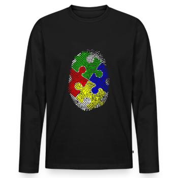Empreintes digitales - T-shirt manches longues Premium bio Homme - noir - Devant - Nico (187cm)