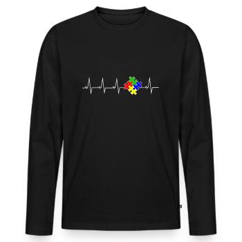 Rythme cardiaque Asperger autiste autiste autiste - T-shirt manches longues Premium bio Homme - noir - Devant - Nico (187cm)