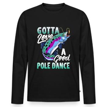 Pêcheur pêcheur à la pêche à la truite - T-shirt manches longues Premium bio Homme - noir - Devant - Nico (187cm)