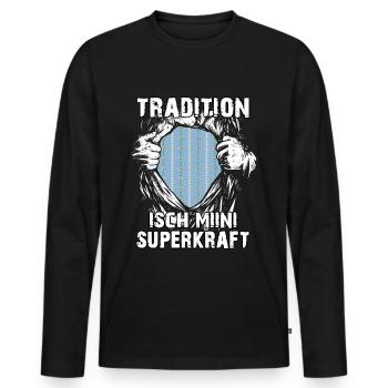 Schweiz Tradition Patriot Edelweisshemd Held - Männer Premium Bio Langarmshirt - Schwarz - Vorne - Nico (187cm)