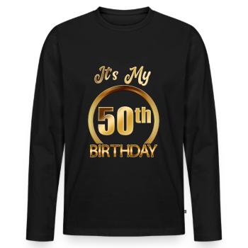 50ème anniversaire 50 ans joyeux anniversaire - T-shirt manches longues Premium bio Homme - noir - Devant - Nico (187cm)