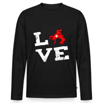 Suisse LOVE Love Wrestling Wrestlers - T-shirt manches longues Premium bio Homme - noir - Devant - Nico (187cm)