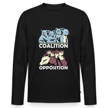 Koala coalition opossum opposition animals zoo - Men's Premium Organic Long Sleeve Shirt - black - Front - Nico (187cm)