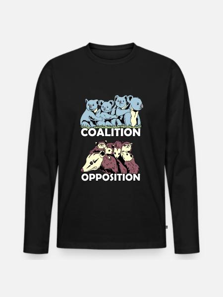 Koala coalición zarigüeya oposición animales zoológico - Camiseta ecológica prémium de manga larga para hombre - negro