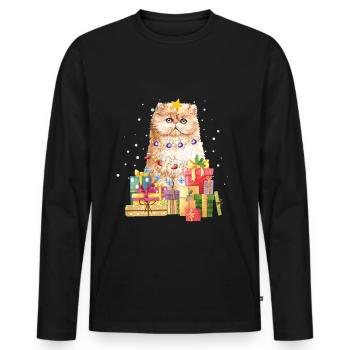Grumpy Cat Cat Christmas Ugly Xmas - Men's Premium Organic Long Sleeve Shirt - black - Front - Nico (187cm)