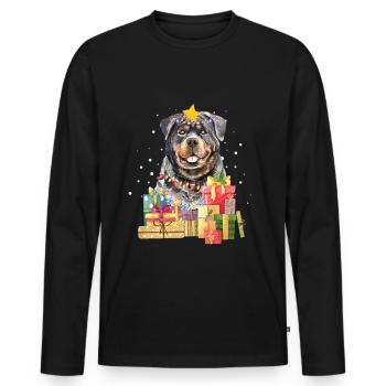 Rottweiler dog Christmas Ugly Xmas - Men's Premium Organic Long Sleeve Shirt - black - Front - Nico (187cm)
