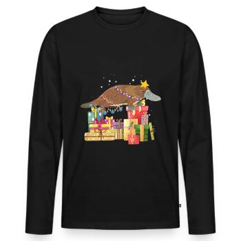 Platypus Australia Christmas Ugly Xmas - Men's Premium Organic Long Sleeve Shirt - black - Front - Nico (187cm)